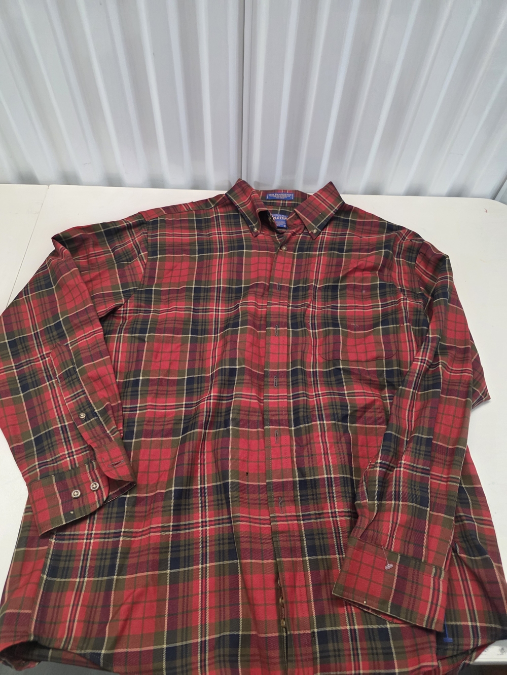 Pendleton Flannel Virgin Wool Shirt Men's Size Large 3 Small Holes